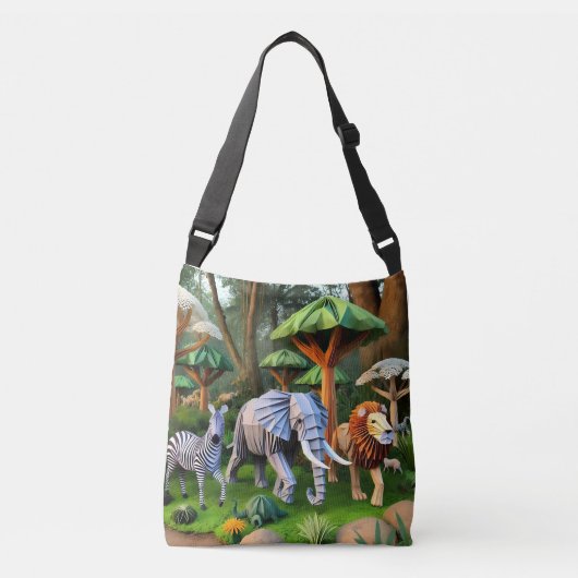 African animals in origame Crossbody Tas (Voorkant)