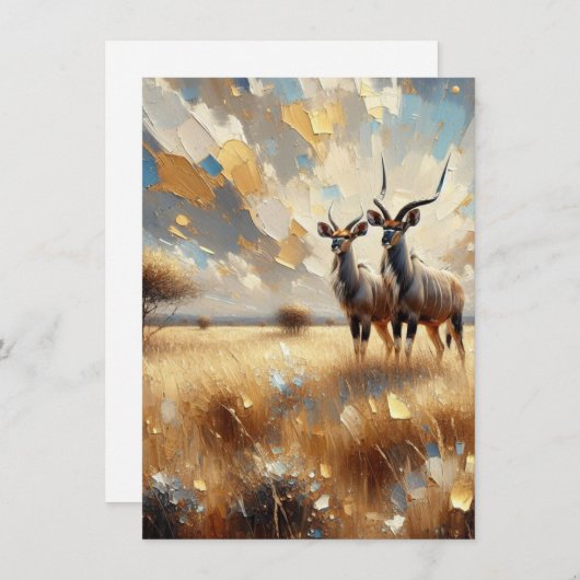 African Animals Nyala Art Impressionist Kaart (Voorkant / Achterkant)