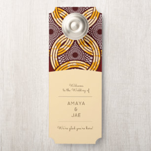 African Ankara Blue Gold Floral Hotel Door Hanger