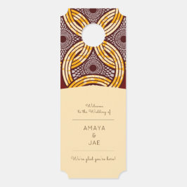 African Ankara Blue Gold Floral Hotel Door Hanger