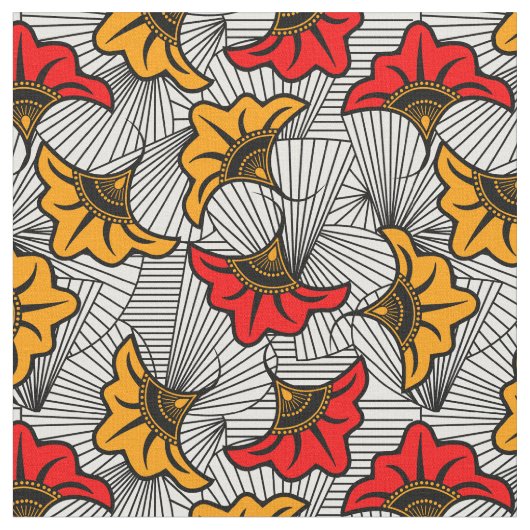 African Ankara Floral Pattern Stof (Close Up)