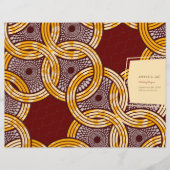 African Ankara Kitenge Gold Floral Programme Hoesj (Voorkant)