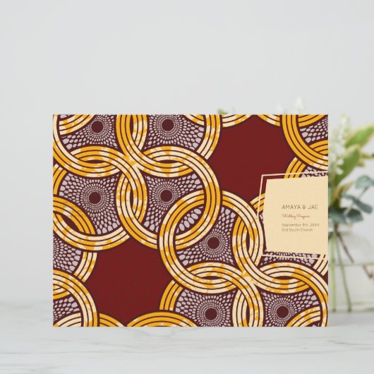 African Ankara Kitenge Gold Floral Programme Hoesj (Staand voorkant)