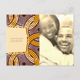 African Ankara Kitenge Gold Floral Save the Date Aankondigingskaart