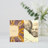 African Ankara Kitenge Gold Floral Save the Date Aankondigingskaart (Staand voorkant)
