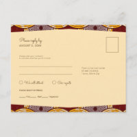 African Ankara Kitenge Gold RSVP Meal Briefkaart