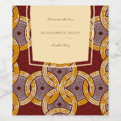 African Ankara Kitenge Gold Wine Label Wijn Etiket (Enkel label)