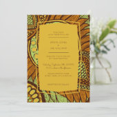 African Ankara Limoen Floral bruiloft uitnodiging (Staand voorkant)