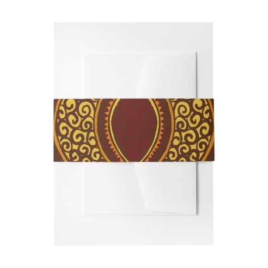 African Ankara Maroon Bloemen Belly Band Uitnodigingen Wikkel (Voorkant Voorbeeld)