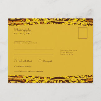 African Ankara Red Floral RSVP Meal Briefkaart