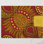 African Ankara Red Gold Floral Programme Hoesje (Voorkant)