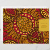 African Ankara Red Gold Floral Programme Hoesje (Voorkant / Achterkant)