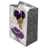 African Baby Girl Paars|Lavender|Silver Glitter Medium Cadeauzakje (Voorkant Gekanteld)