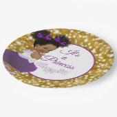 African Baby Girl | Paarse en goudglitter Papieren Bordje (Gekanteld)
