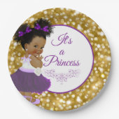 African Baby Girl | Paarse en goudglitter Papieren Bordje (Voorkant)