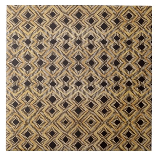 African BaKuba Tribal Ceramic Tile Tegeltje (Voorkant)
