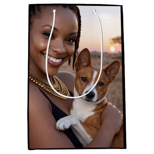 African Basenji Blank Card Medium Cadeauzakje (Voorkant)