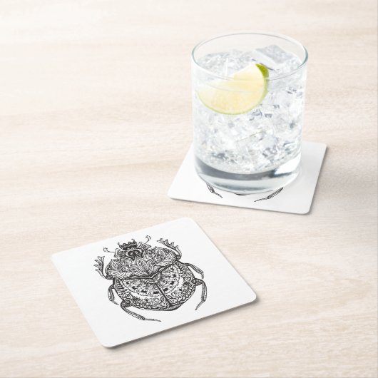 African Beetle Zendoodle Kartonnen Onderzetters (Insitu)