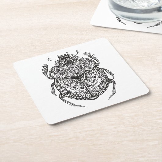 African Beetle Zendoodle Kartonnen Onderzetters (Schuin)