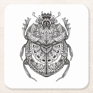 African Beetle Zendoodle Kartonnen Onderzetters