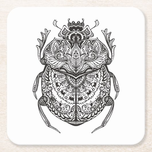 African Beetle Zendoodle Kartonnen Onderzetters (Voorkant)