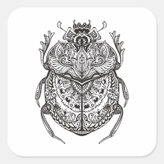 African Beetle Zendoodle Vierkante Sticker (Voorkant)