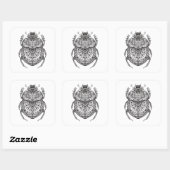 African Beetle Zendoodle Vierkante Sticker (Vel)