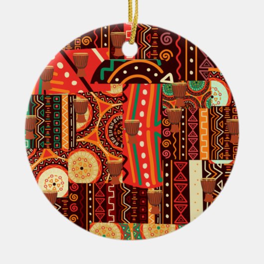 African Black Kente Tribal Pattern decor Keramisch Ornament (Voorkant)