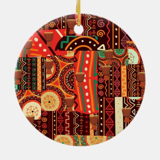 African Black Kente Tribal Pattern decor Keramisch Ornament (Achterkant)