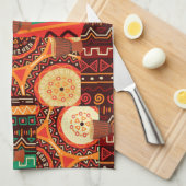 African Black Kente Tribal Pattern decor Theedoek (Quarter Fold)