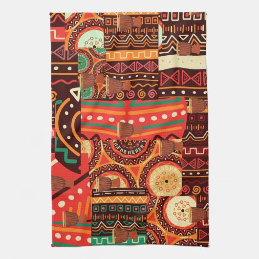 African Black Kente Tribal Pattern decor Theedoek (Verticaal)