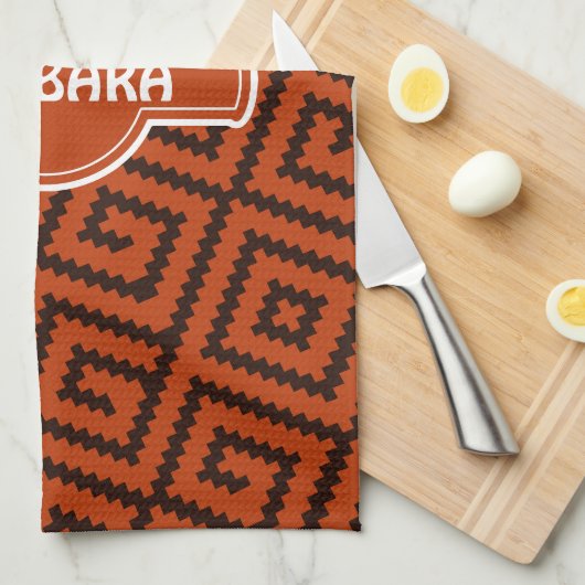 African Black Oranje Minimal Pattern Theedoek (Quarter Fold)