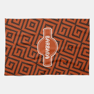 African Black Oranje Minimal Pattern Theedoek