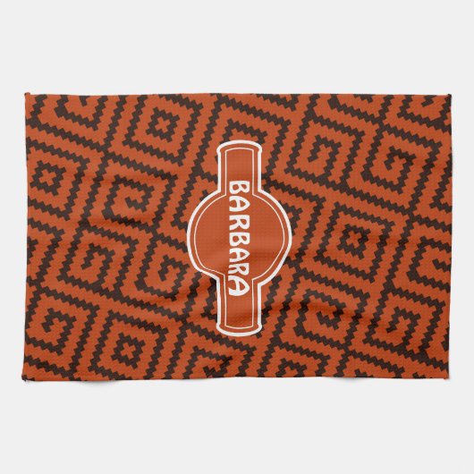 African Black Oranje Minimal Pattern Theedoek (Horizontaal)