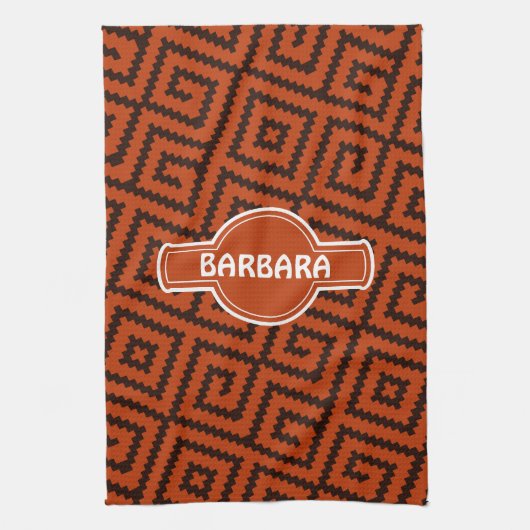 African Black Oranje Minimal Pattern Theedoek (Verticaal)