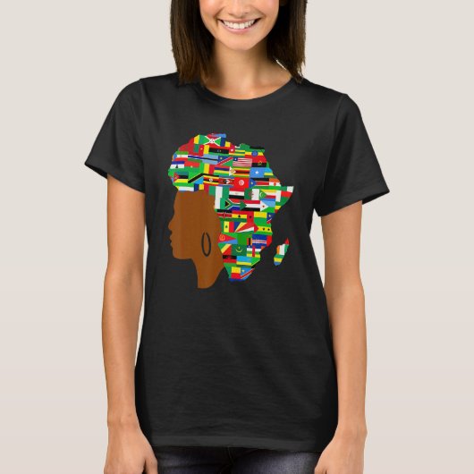 African Black Queen Map Of Africa Black History Wo T-shirt (Voorkant)