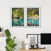 African Blue Lagoon White 2 Pane Window Illusion Poster (Thuiskantoor)