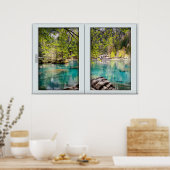 African Blue Lagoon White 2 Pane Window Illusion Poster (Keuken)