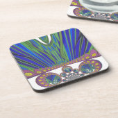 African Blue Paarse Decorative Art Design Print Bier Onderzetter (Linkerzijde)