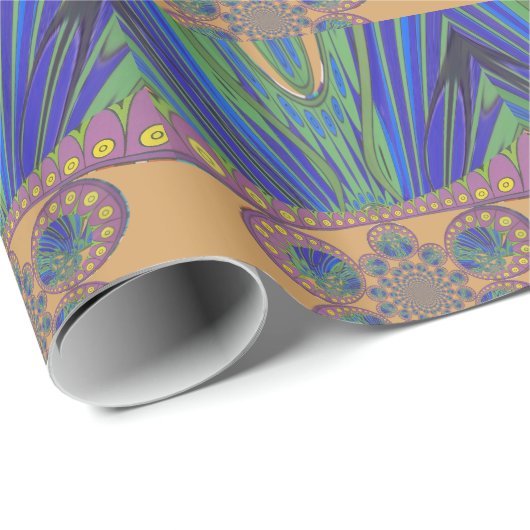 African Blue Paarse Decorative Art Design Print Cadeaupapier (Rol Hoek)