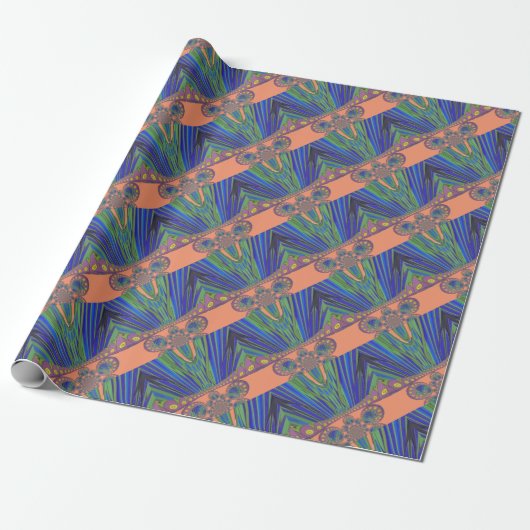 African Blue Paarse Decorative Art Design Print Cadeaupapier (Uitgerold)