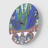 African Blue Paarse Decorative Art Design Print Grote Klok (Hoek)