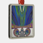 African Blue Paarse Decorative Art Design Print Metalen Ornament (Rechts)