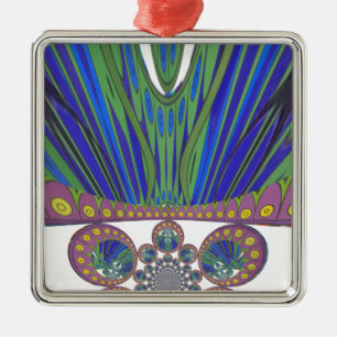 African Blue Paarse Decorative Art Design Print Metalen Ornament