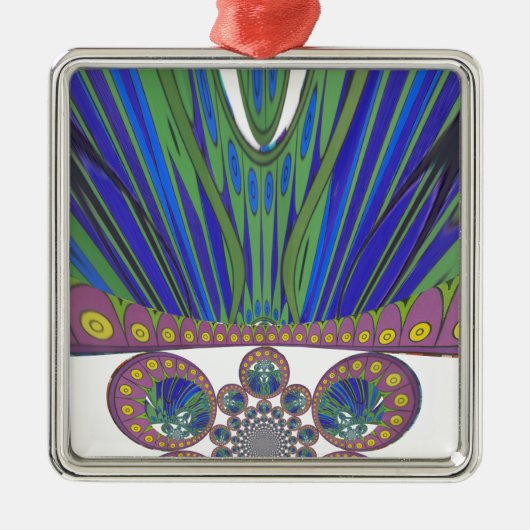 African Blue Paarse Decorative Art Design Print Metalen Ornament (Voorkant)