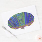 African Blue Paarse Decorative Art Design Print Ovale Sticker (Envelop)