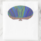 African Blue Paarse Decorative Art Design Print Ovale Sticker (Tas)