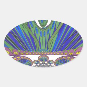 African Blue Paarse Decorative Art Design Print Ovale Sticker
