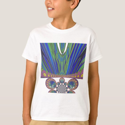 African Blue Paarse Decorative Art Design Print T-shirt (Voorkant)