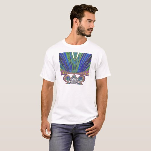 African Blue Paarse Decorative Art Design Print T-shirt (Voorkant volledig)
